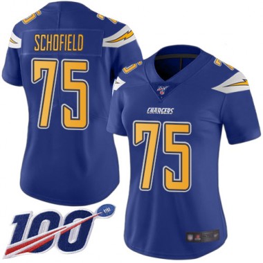 Los Angeles Chargers NFL Football Michael Schofield Electric Blue Jersey Women Limited 75 100th Season Rush Vapor Untouchable